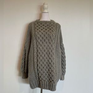 Heartworking Knitwear Grey Wool Fisherman Sweater Size M/L